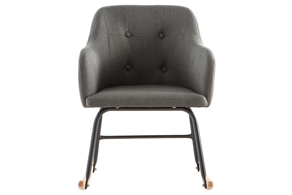 Rocking chair design en tissu gris fonc� BALTIK