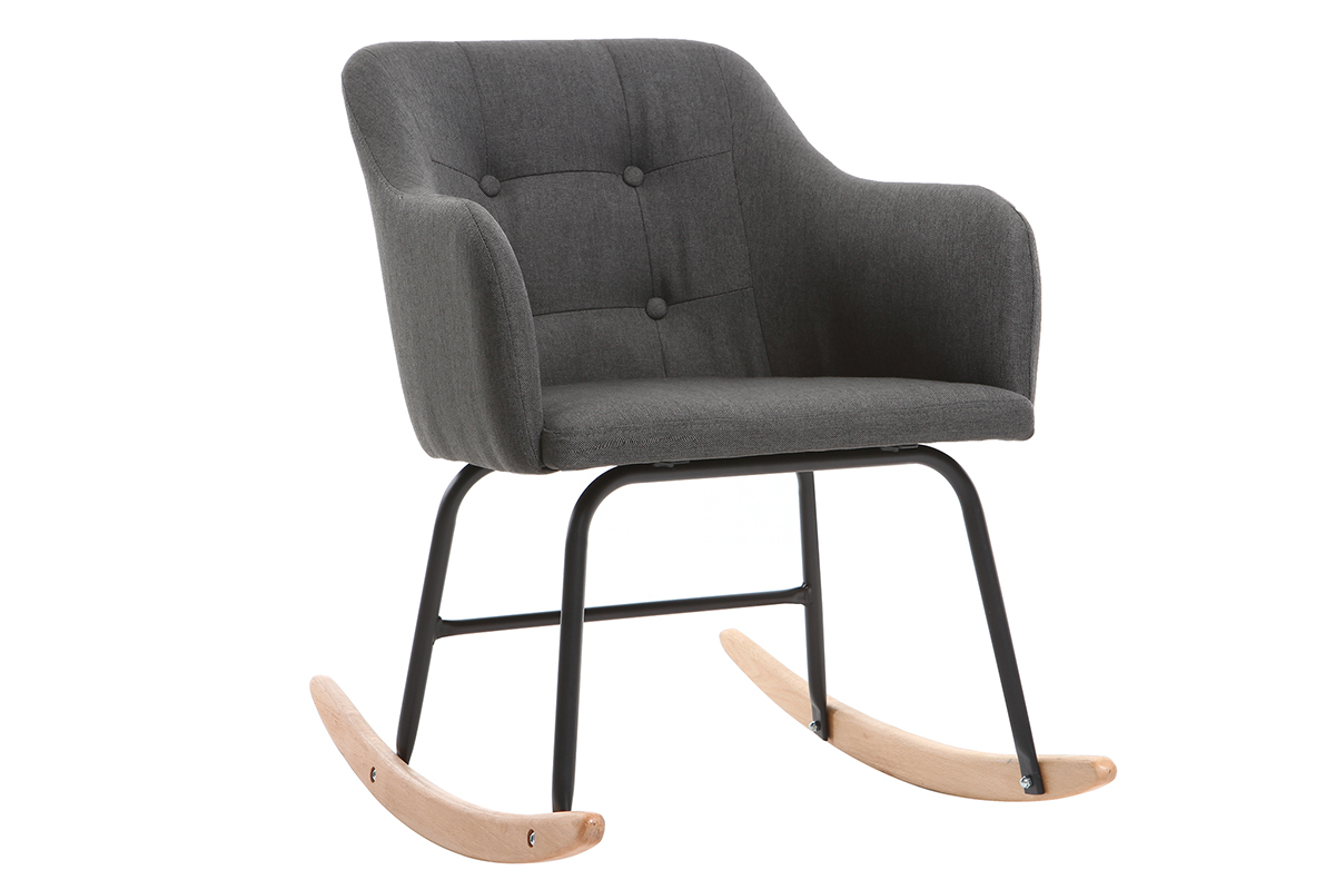 Rocking chair design en tissu gris fonc� BALTIK