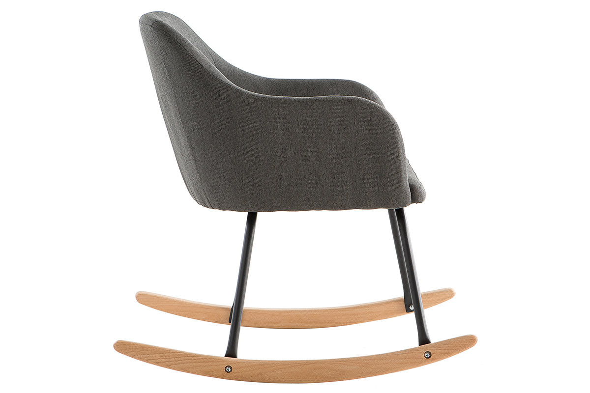 Rocking chair design en tissu gris fonc� BALTIK
