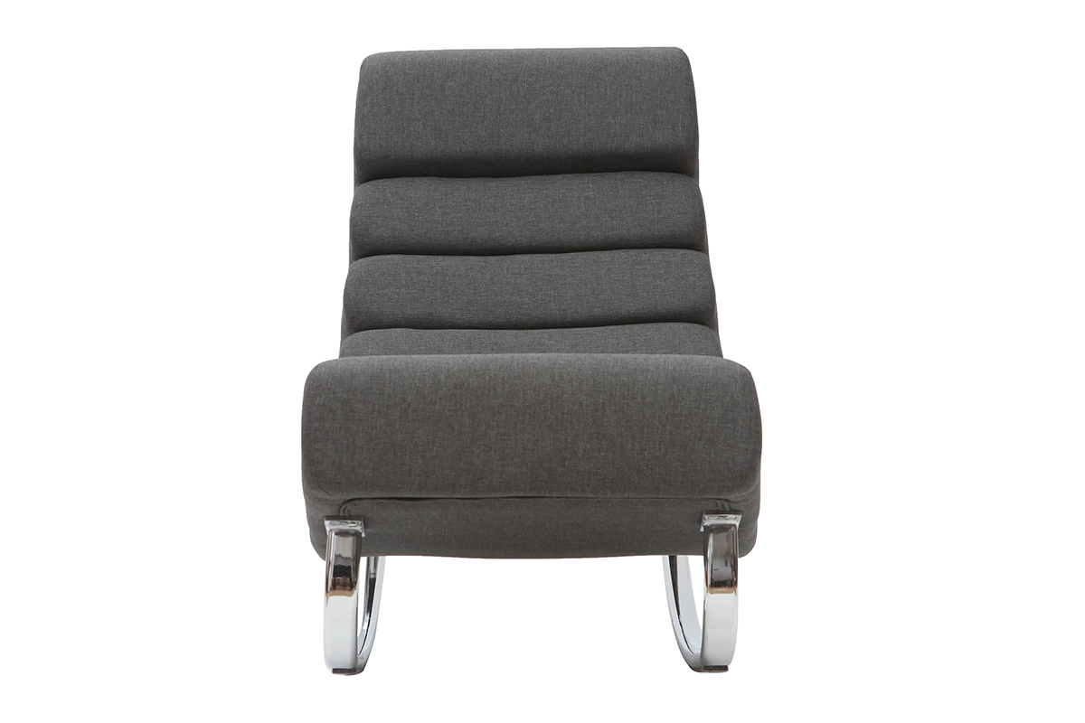 Rocking chair design en tissu gris fonc� et acier chrom� TAYLOR