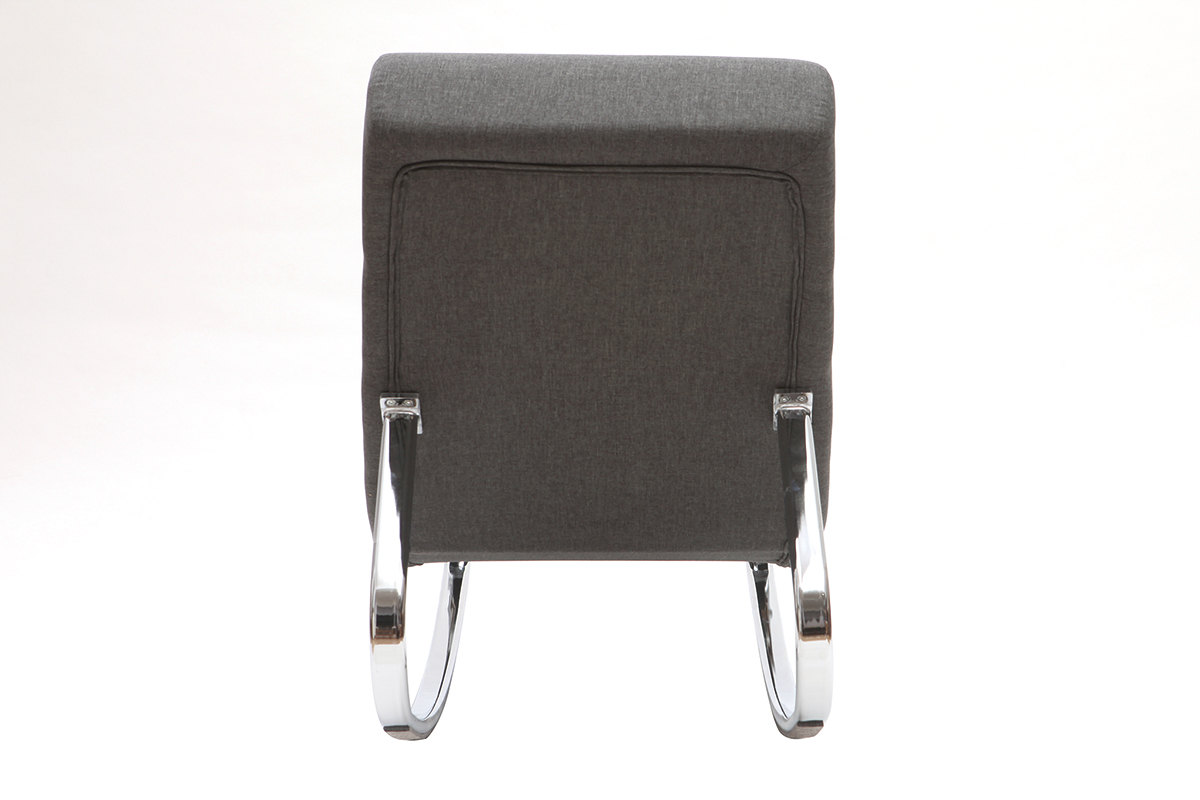 Rocking chair design en tissu gris fonc� et acier chrom� TAYLOR