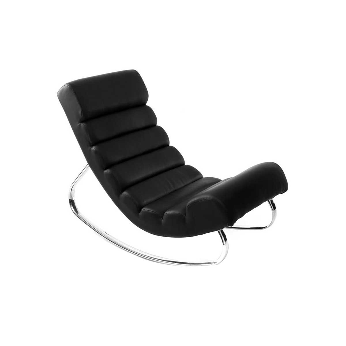 Rocking chair design noir et acier chromé TAYLOR vue1