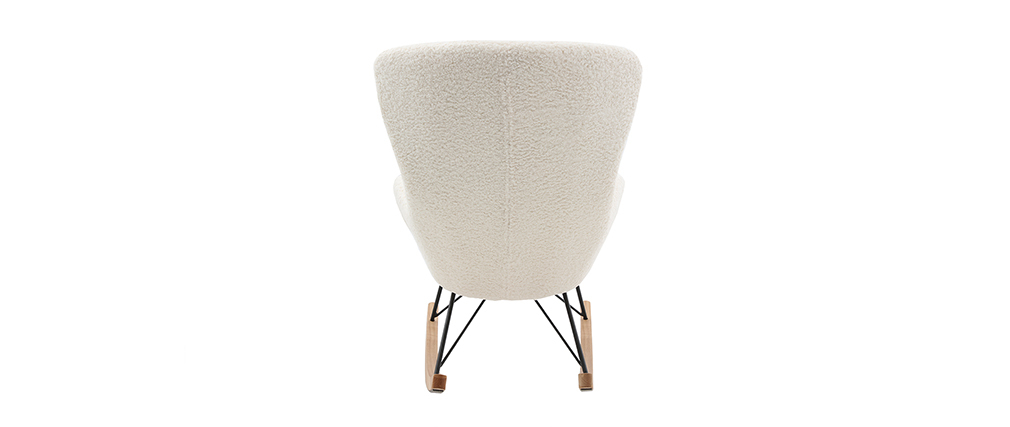 Rocking chair design tissu blanc effet peau de mouton ESKUA