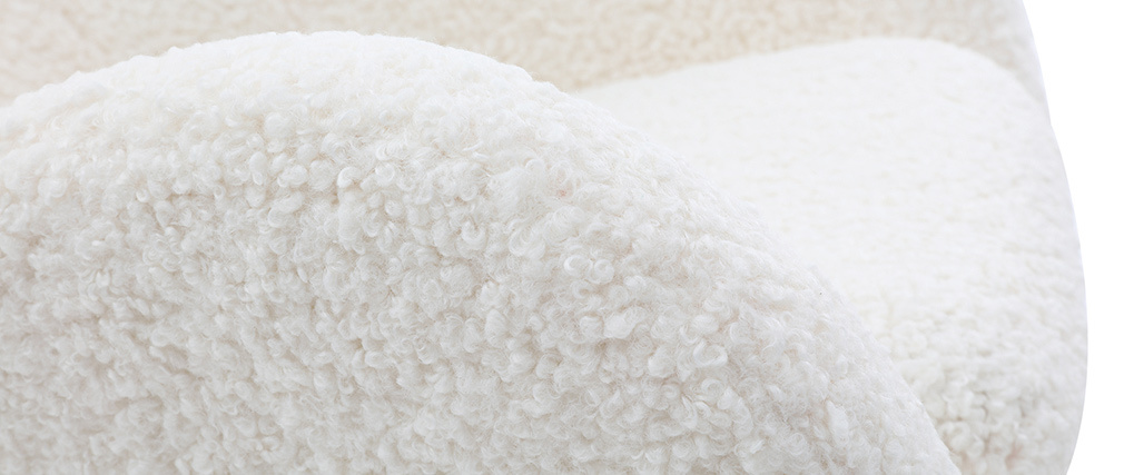 Rocking chair design tissu blanc effet peau de mouton ESKUA