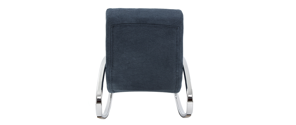 Rocking chair design tissu effet velours bleu CHESTY