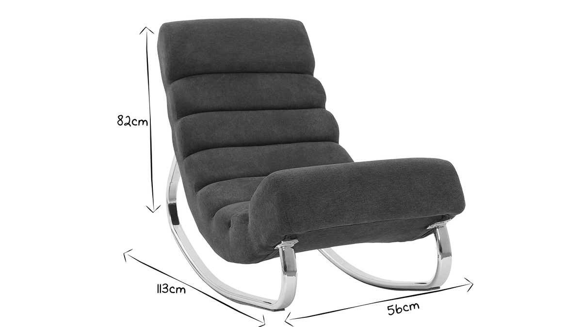 Rocking chair design tissu effet velours bleu TAYLOR