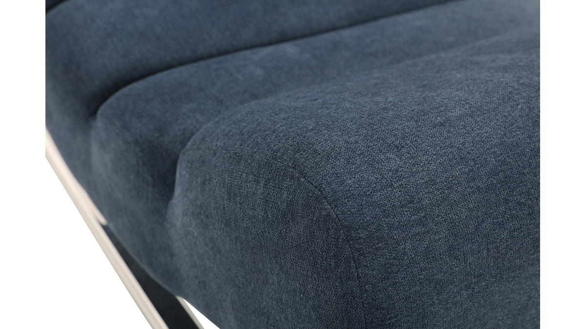 Rocking chair design tissu effet velours bleu TAYLOR