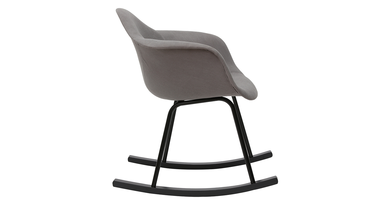 Rocking chair design tissu effet velours gris clair MAMBO