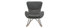 Rocking chair design tissu gris effet laine bouclée ESKUA