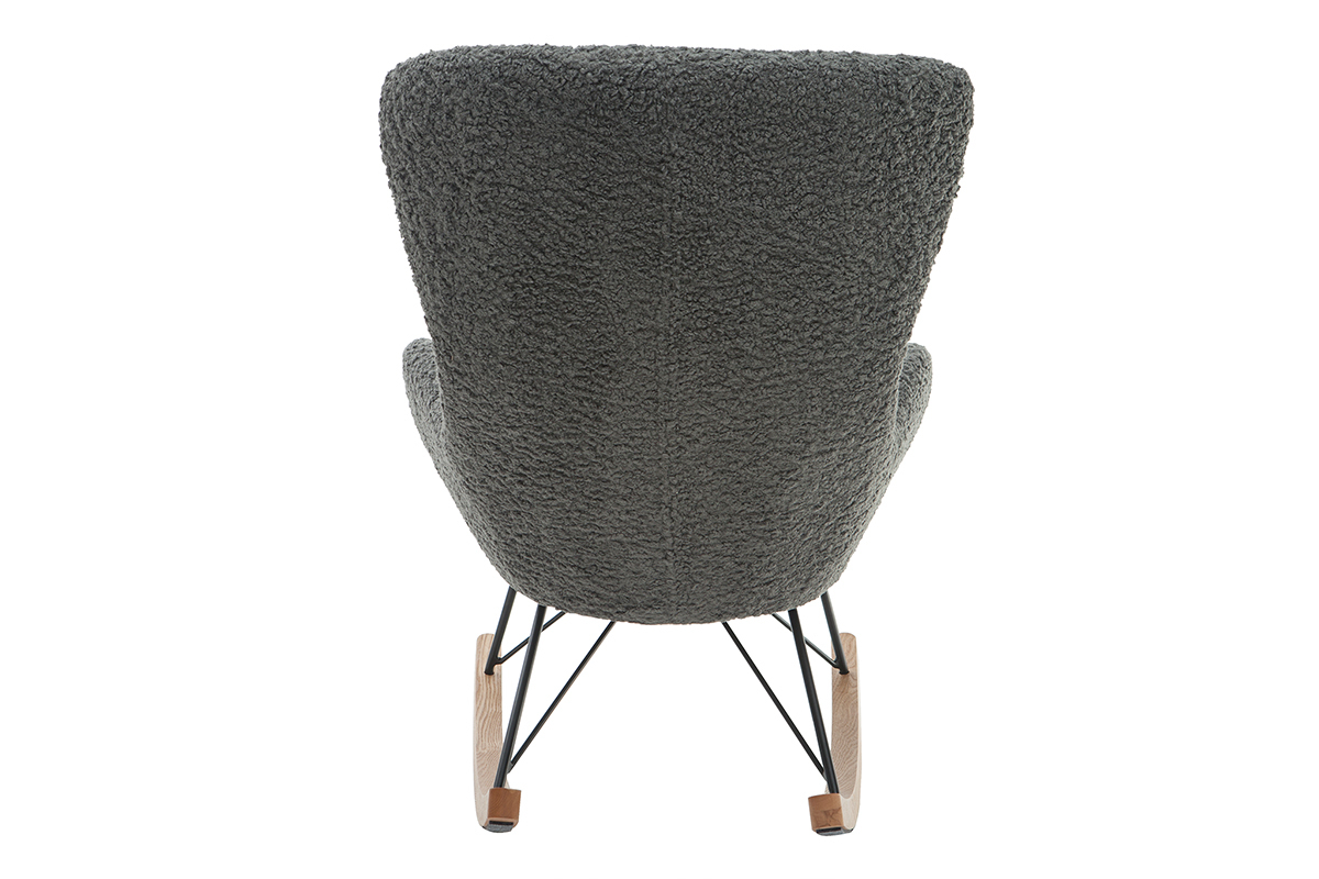 Rocking chair design tissu gris effet laine boucl�e ESKUA