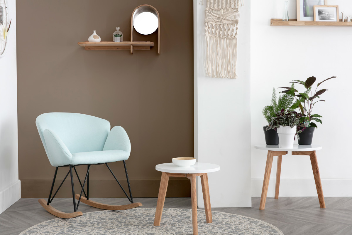 Rocking chair design tissu menthe � l'eau RHAPSODY