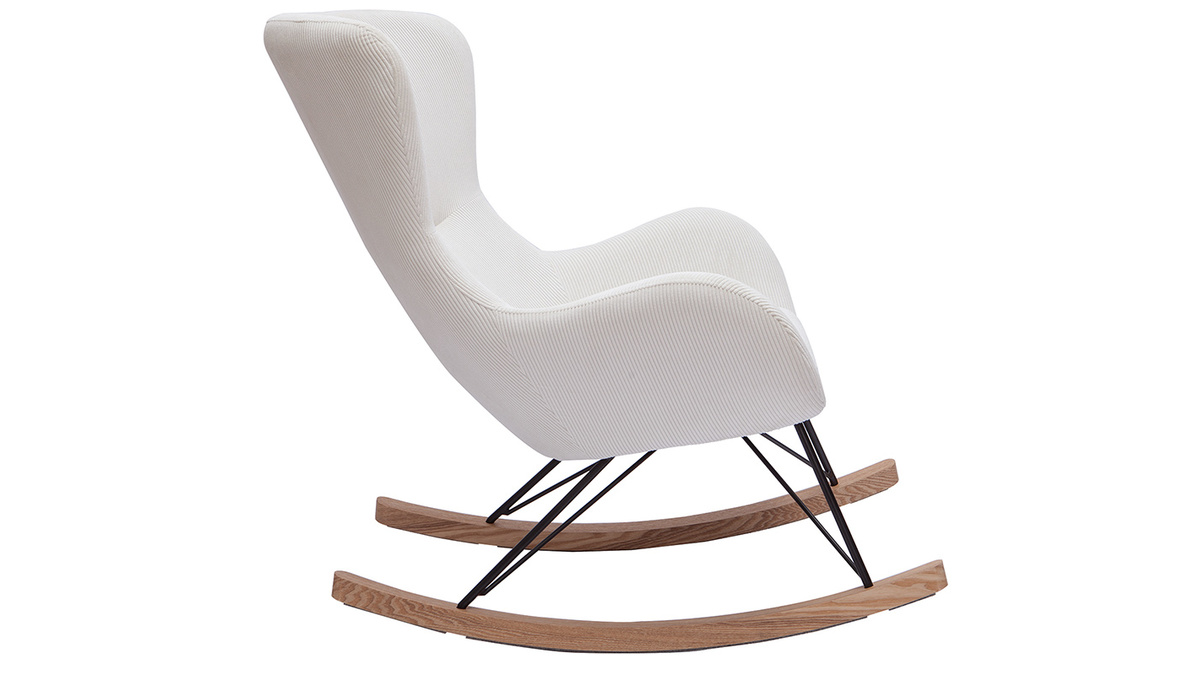 Rocking chair design velours côtelé beige ESKUA