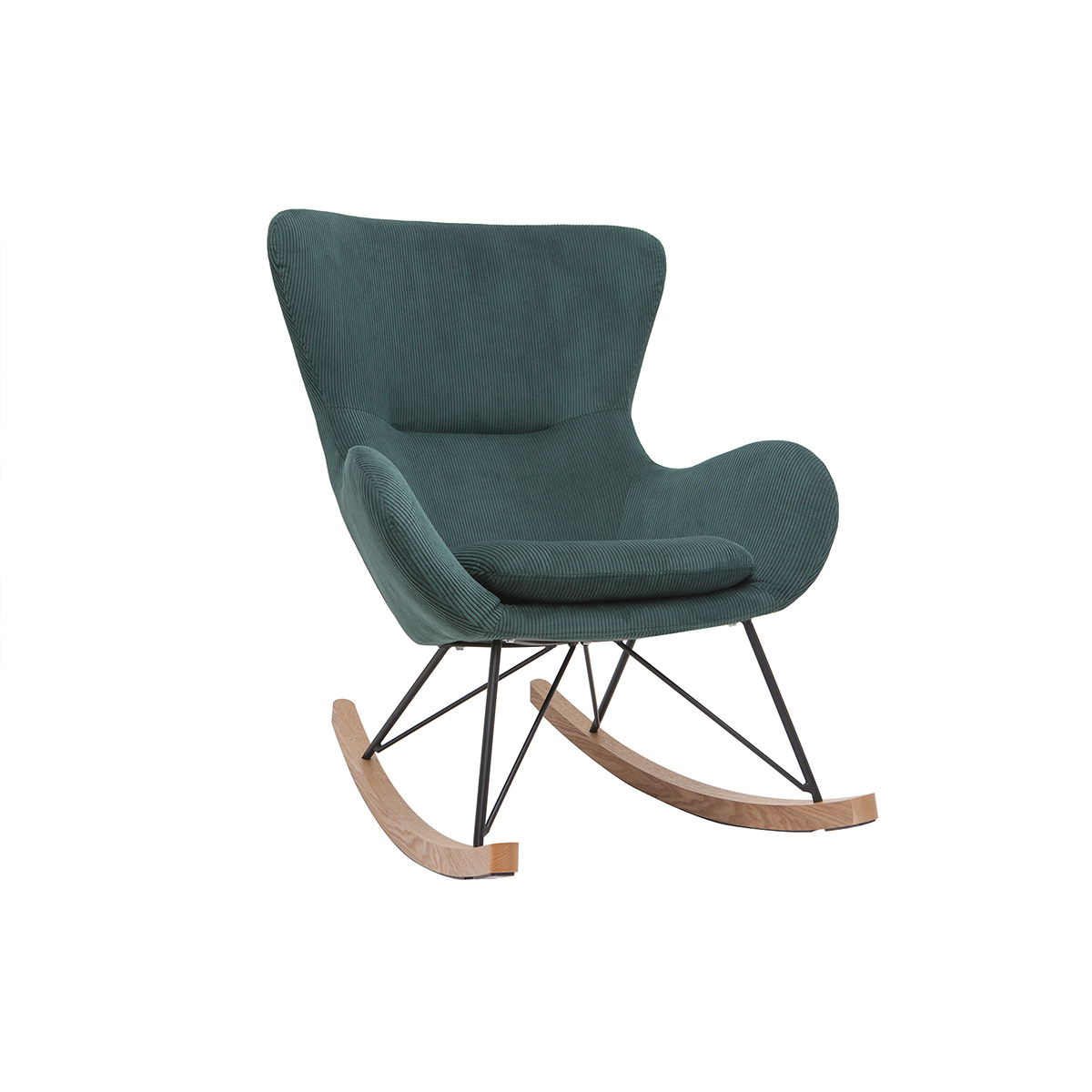 Rocking chair design velours côtelé vert ESKUA vue1