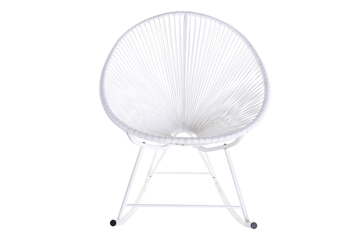 Rocking chair en fils de rsine blanc BELLAVISTA