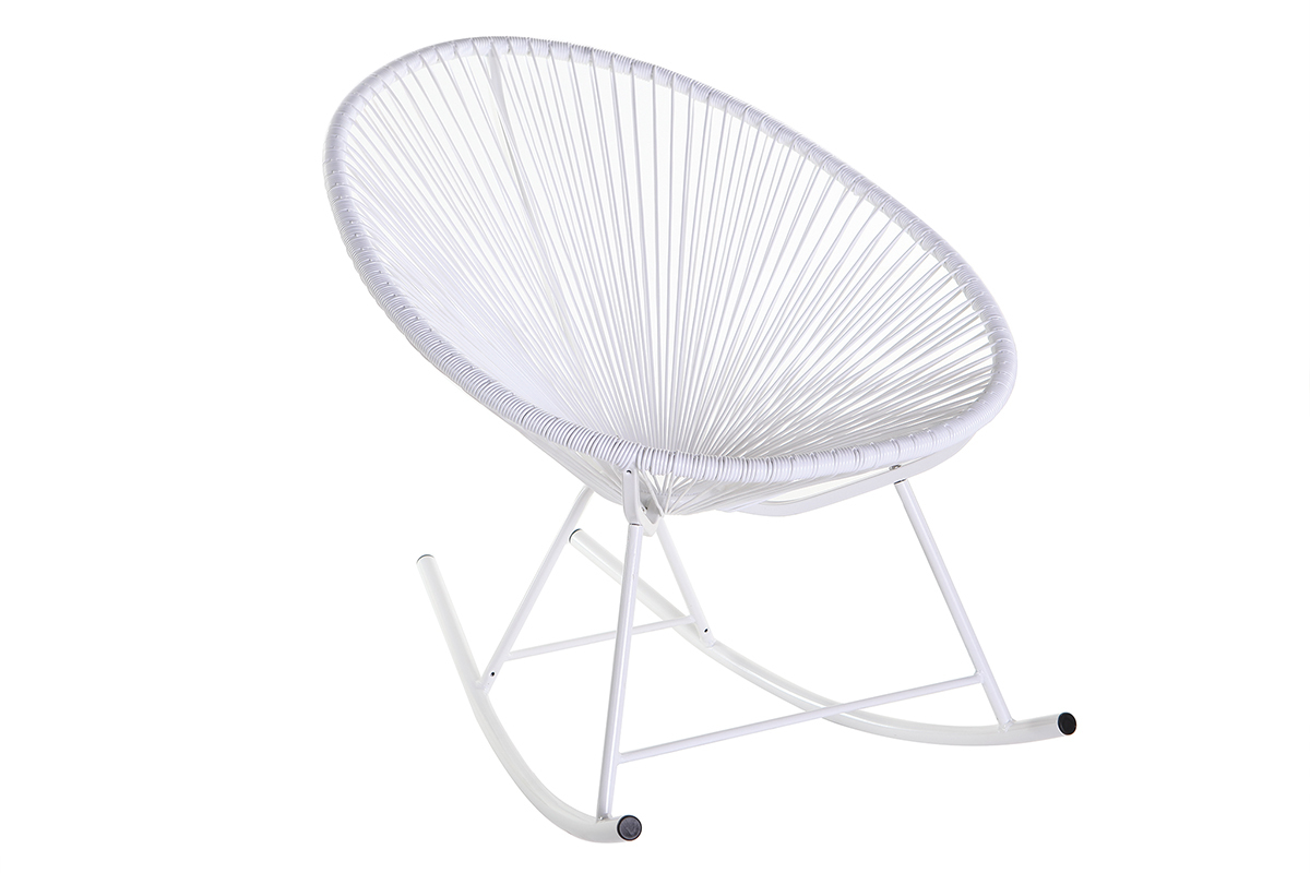 Rocking chair en fils de rsine blanc BELLAVISTA