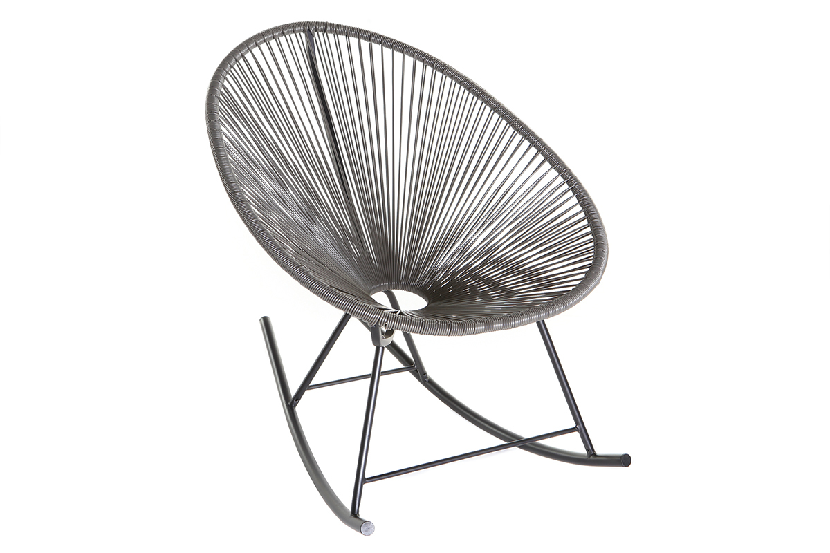 Rocking chair en fils de rsine gris BELLAVISTA