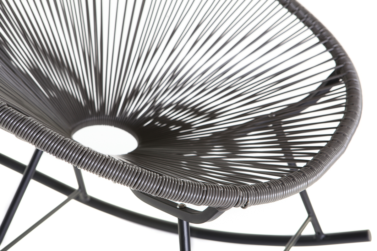 Rocking chair en fils de rsine gris BELLAVISTA
