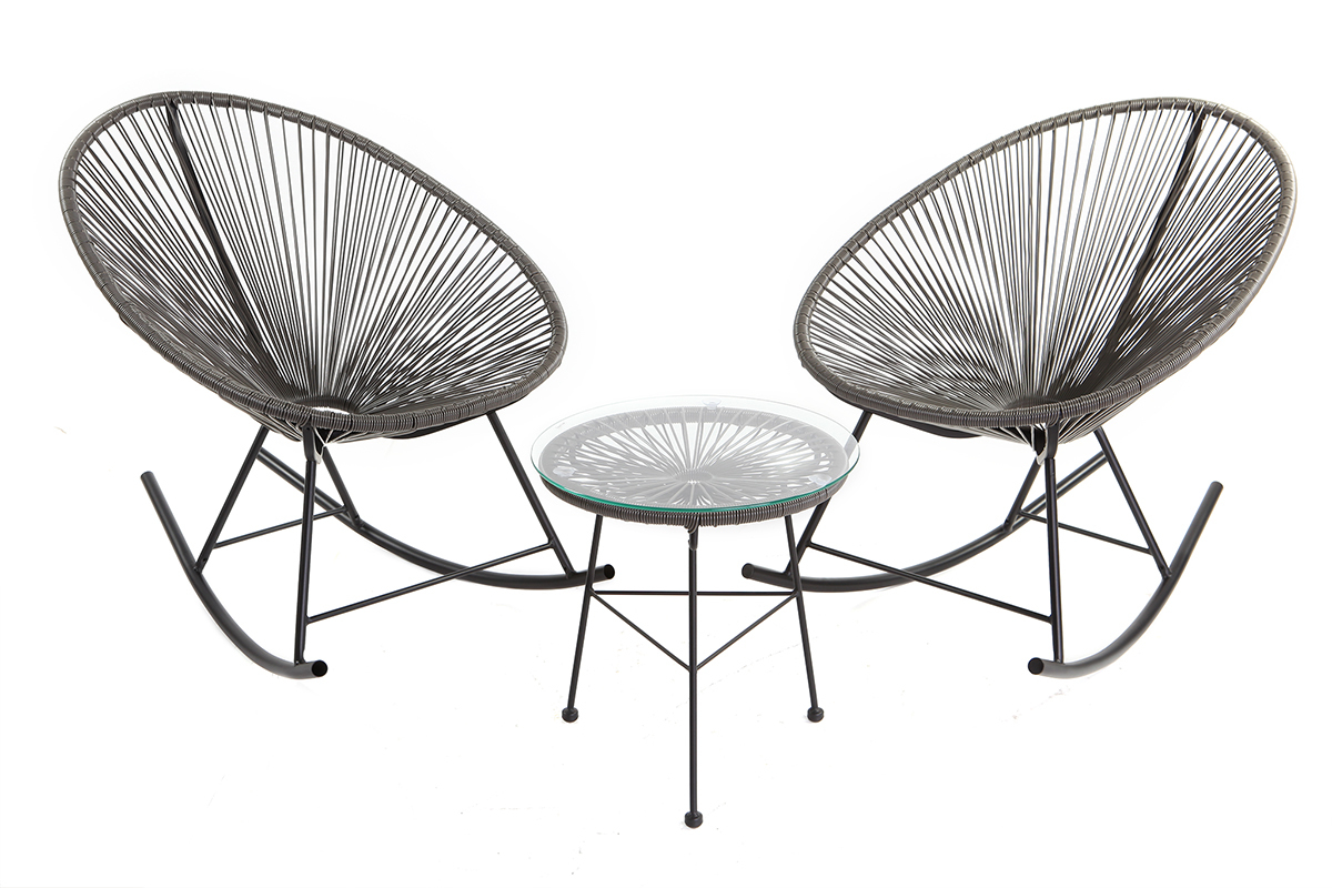 Rocking chair en fils de rsine gris BELLAVISTA