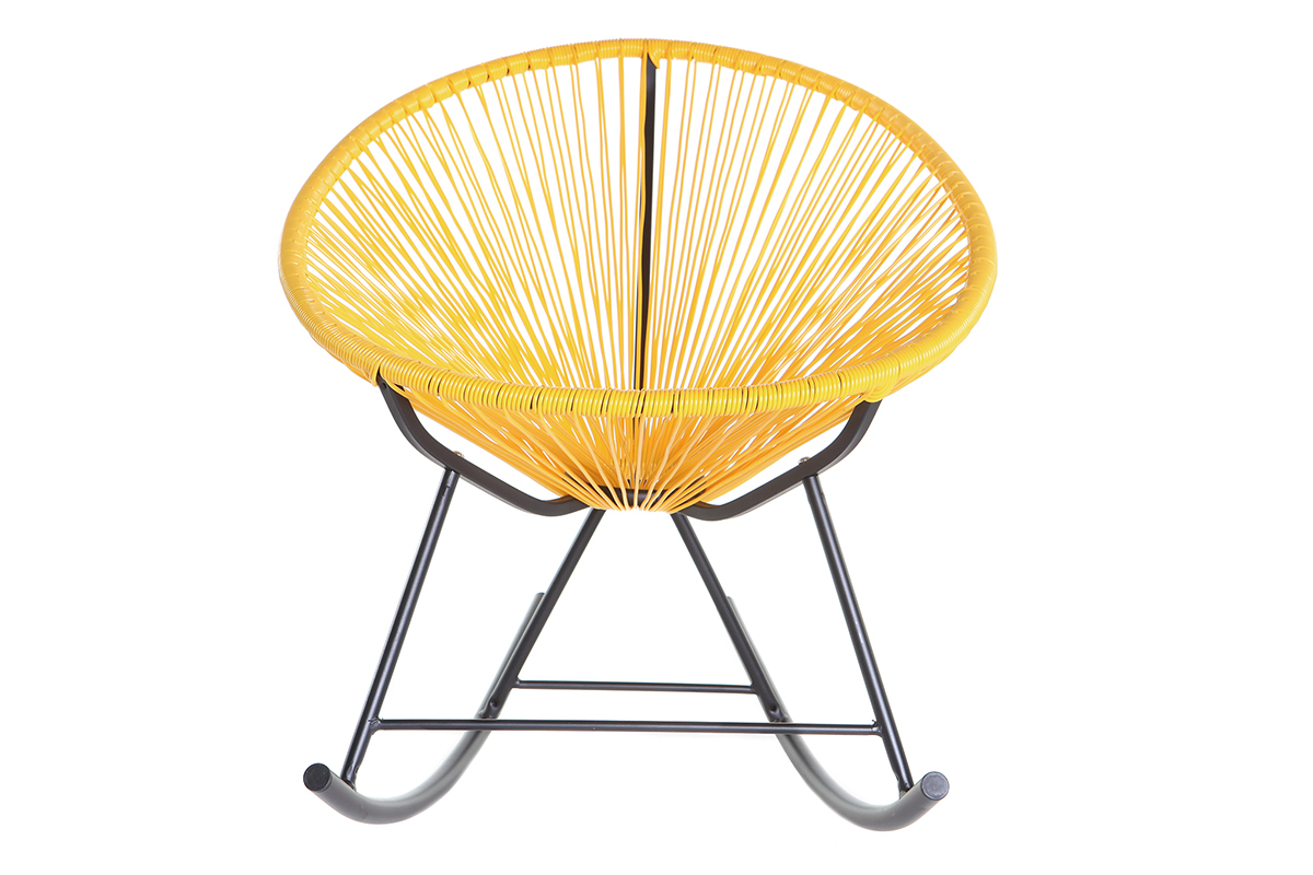 Rocking chair en fils de r�sine jaune BELLAVISTA