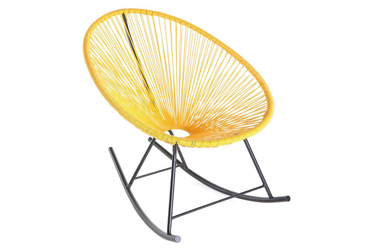 Rocking chair en fils de r�sine jaune BELLAVISTA