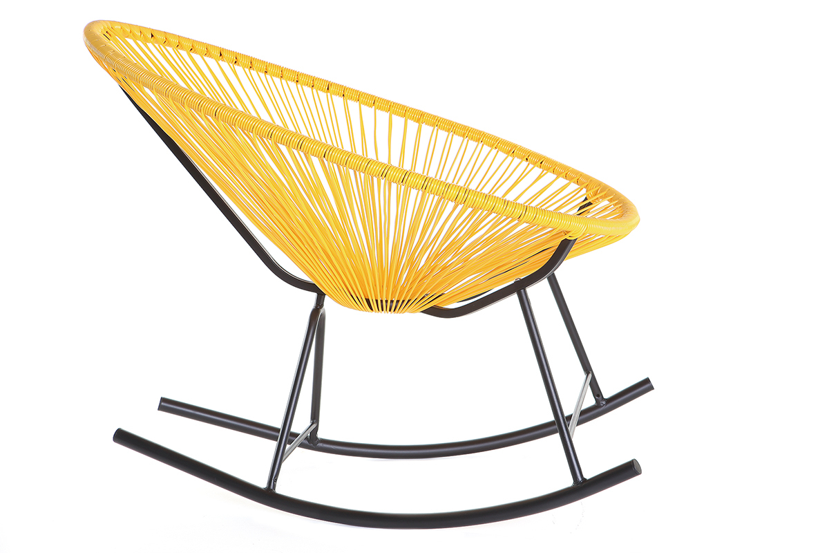 Rocking chair en fils de r�sine jaune BELLAVISTA