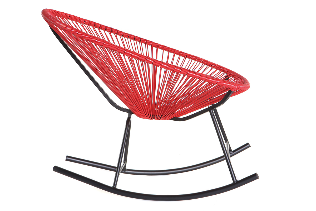 Rocking chair en fils de rsine rouge BELLAVISTA