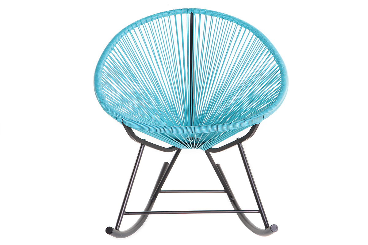 Rocking chair en fils de r�sine turquoise BELLAVISTA