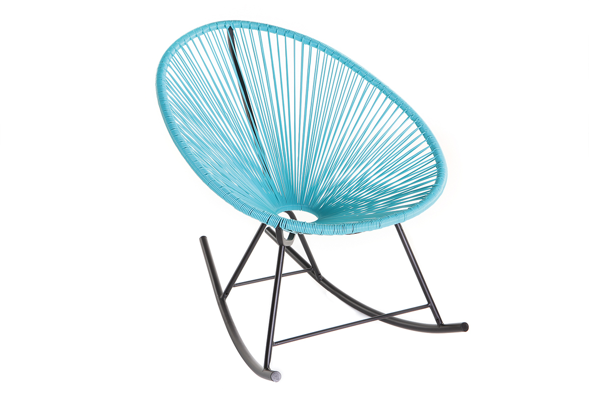 Rocking chair en fils de r�sine turquoise BELLAVISTA