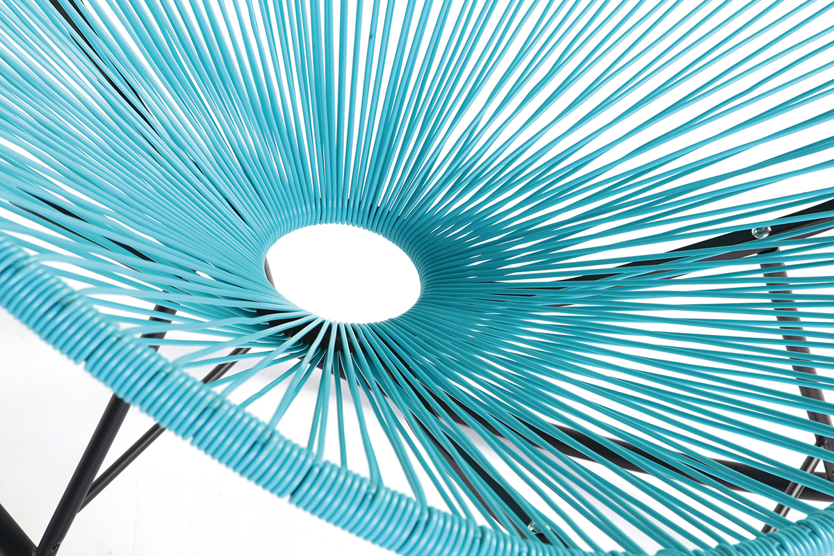 Rocking chair en fils de r�sine turquoise BELLAVISTA