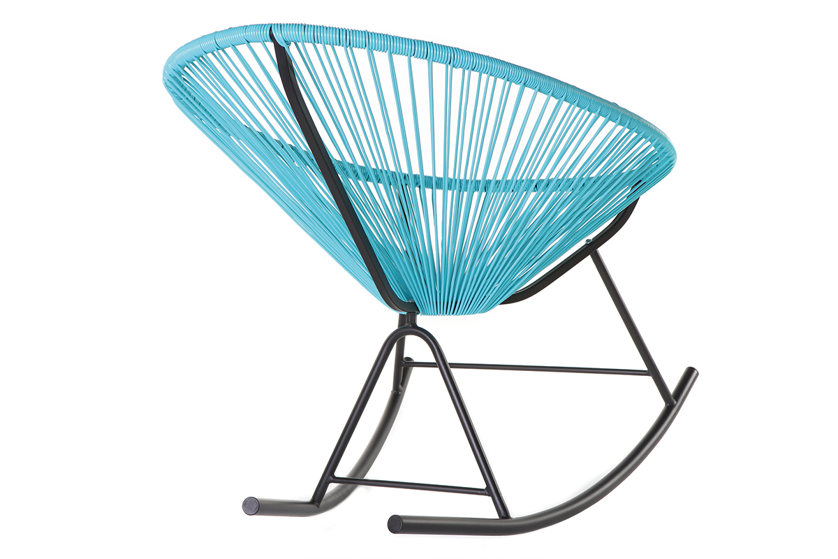 Rocking chair en fils de r�sine turquoise BELLAVISTA