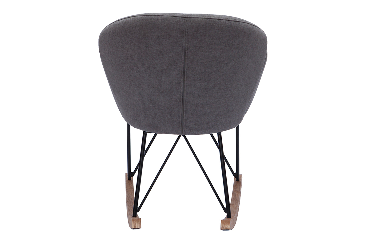 Rocking chair en tissu effet velours gris, m�tal noir et bois clair RHAPSODY