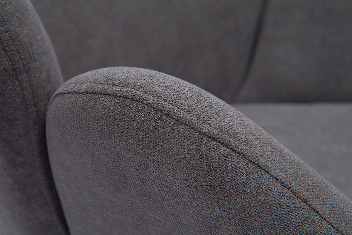 Rocking chair en tissu effet velours gris, m�tal noir et bois clair RHAPSODY