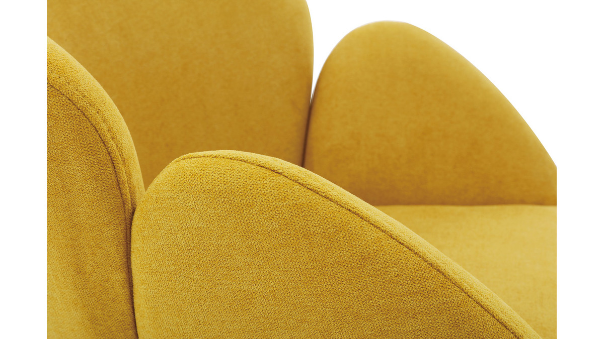 Rocking chair en tissu effet velours jaune moutarde, métal noir et bois clair RHAPSODY - Miliboo & Stéphane Plaza