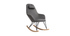 Rocking chair en tissu gris fonc&eacute; avec pieds m&eacute;tal et fr&ecirc;ne JHENE