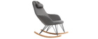 Rocking chair en tissu gris fonc&eacute; avec pieds m&eacute;tal et fr&ecirc;ne JHENE