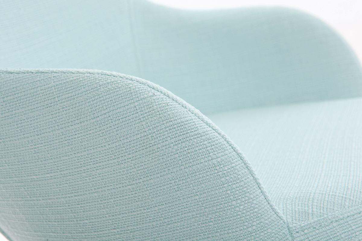 Rocking chair enfant tissu menthe � l'eau pieds m�tal et fr�ne JHENE