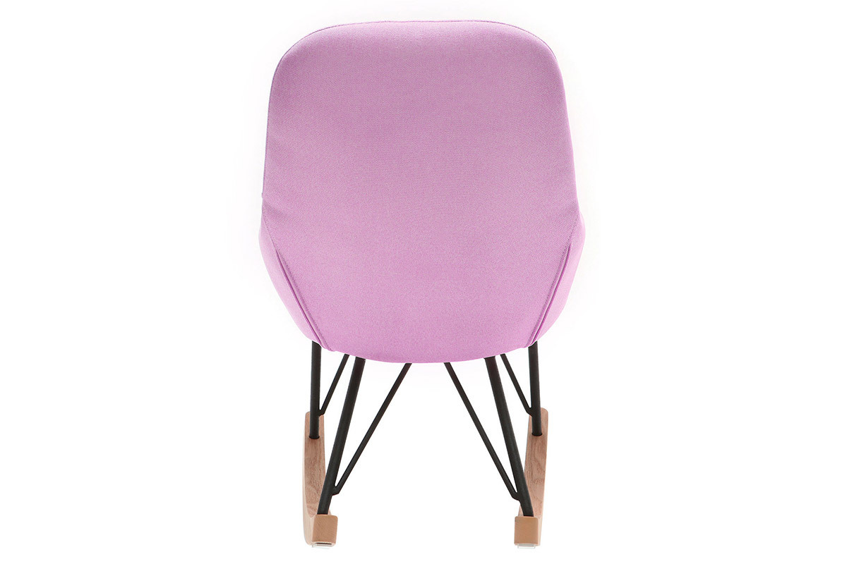 Rocking chair enfant tissu rose pieds m�tal et fr�ne JHENE