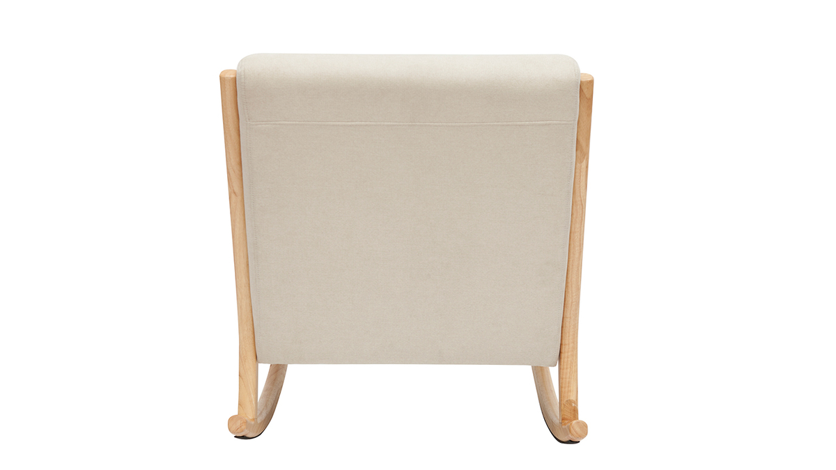 Rocking chair scandinave bois clair et tissu effet velours beige DERRY