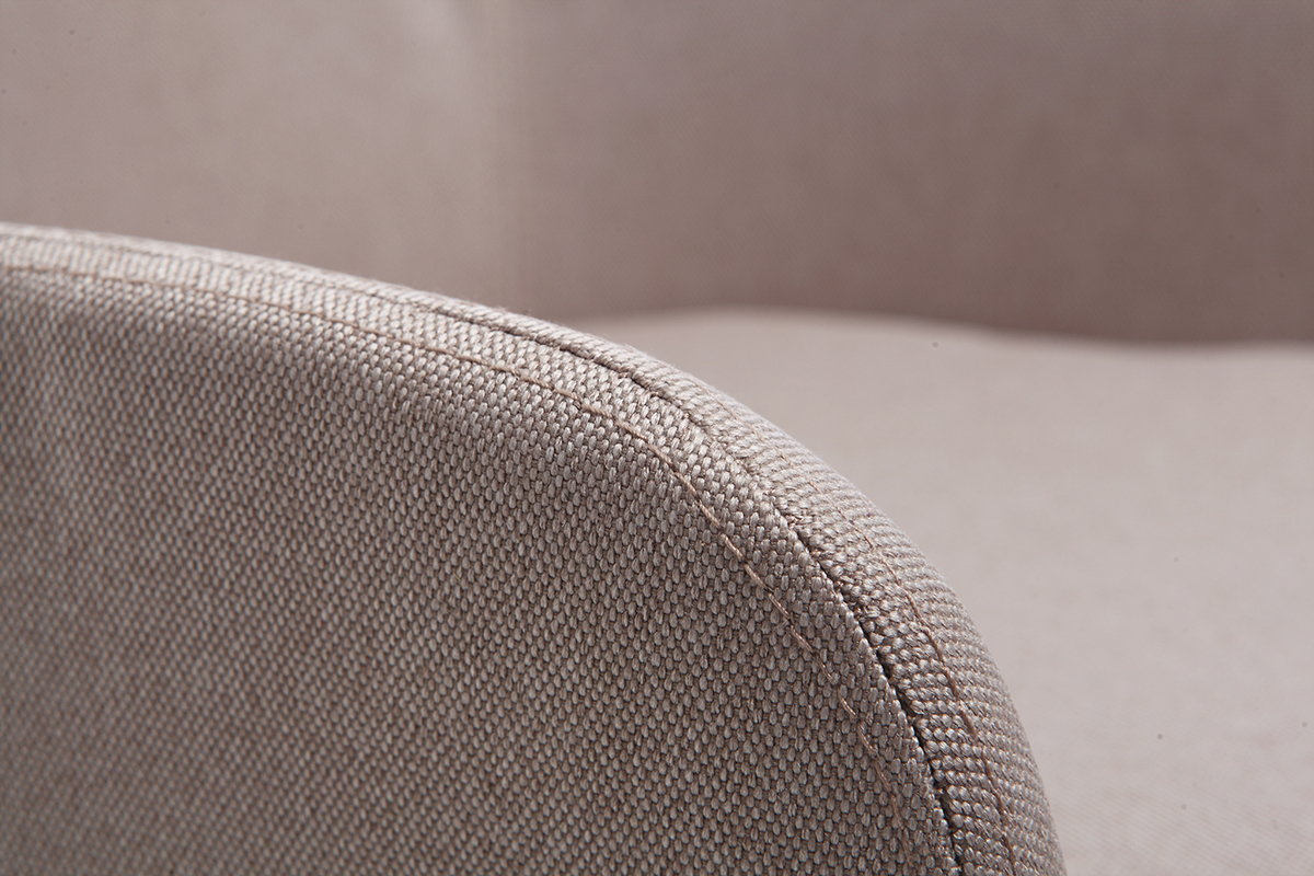 Rocking chair scandinave en tissu naturel, m�tal noir et bois clair SHANA