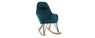 Rocking chair scandinave en velours bleu pétrole JHENE