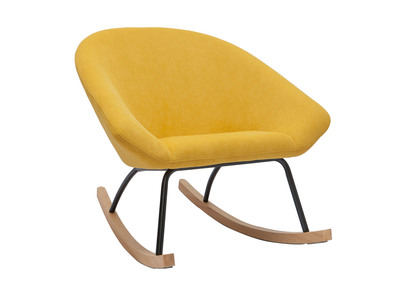 Rocking chair tissu effet velours jaune moutarde KOK
