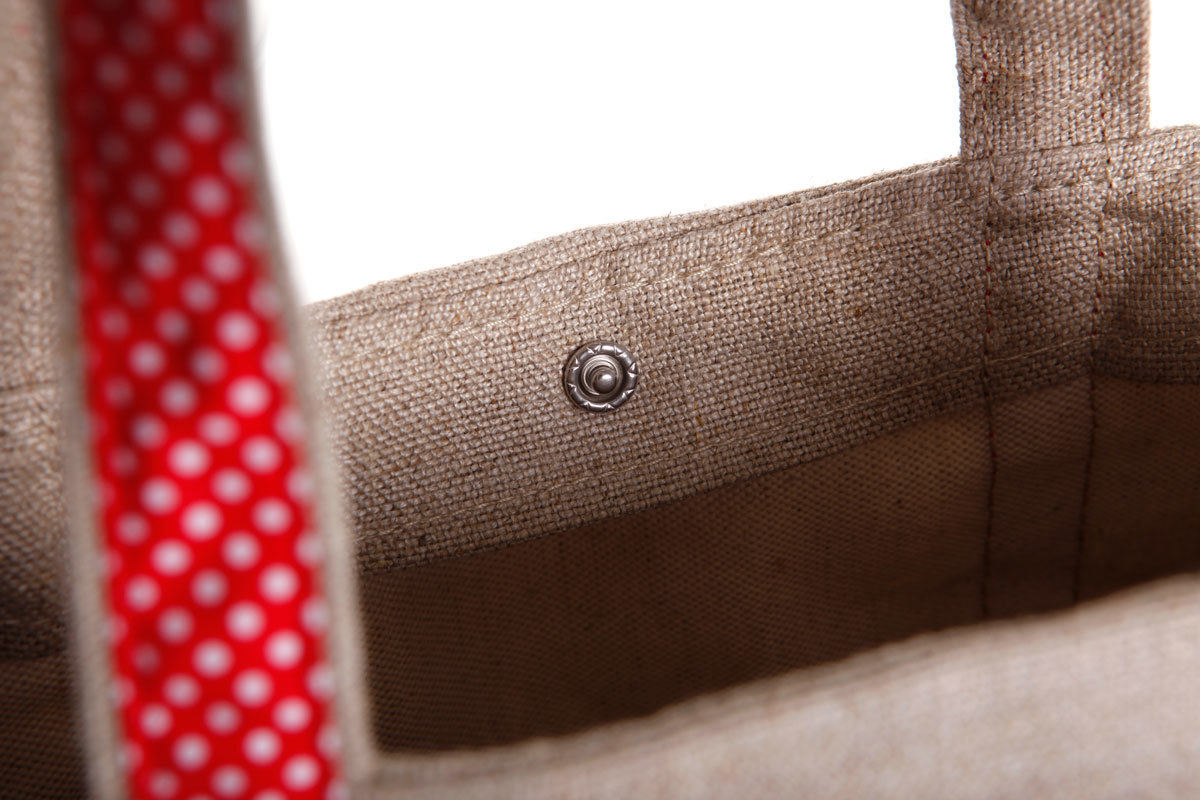 Sac shopping lin naturel et rouge MILIBOO