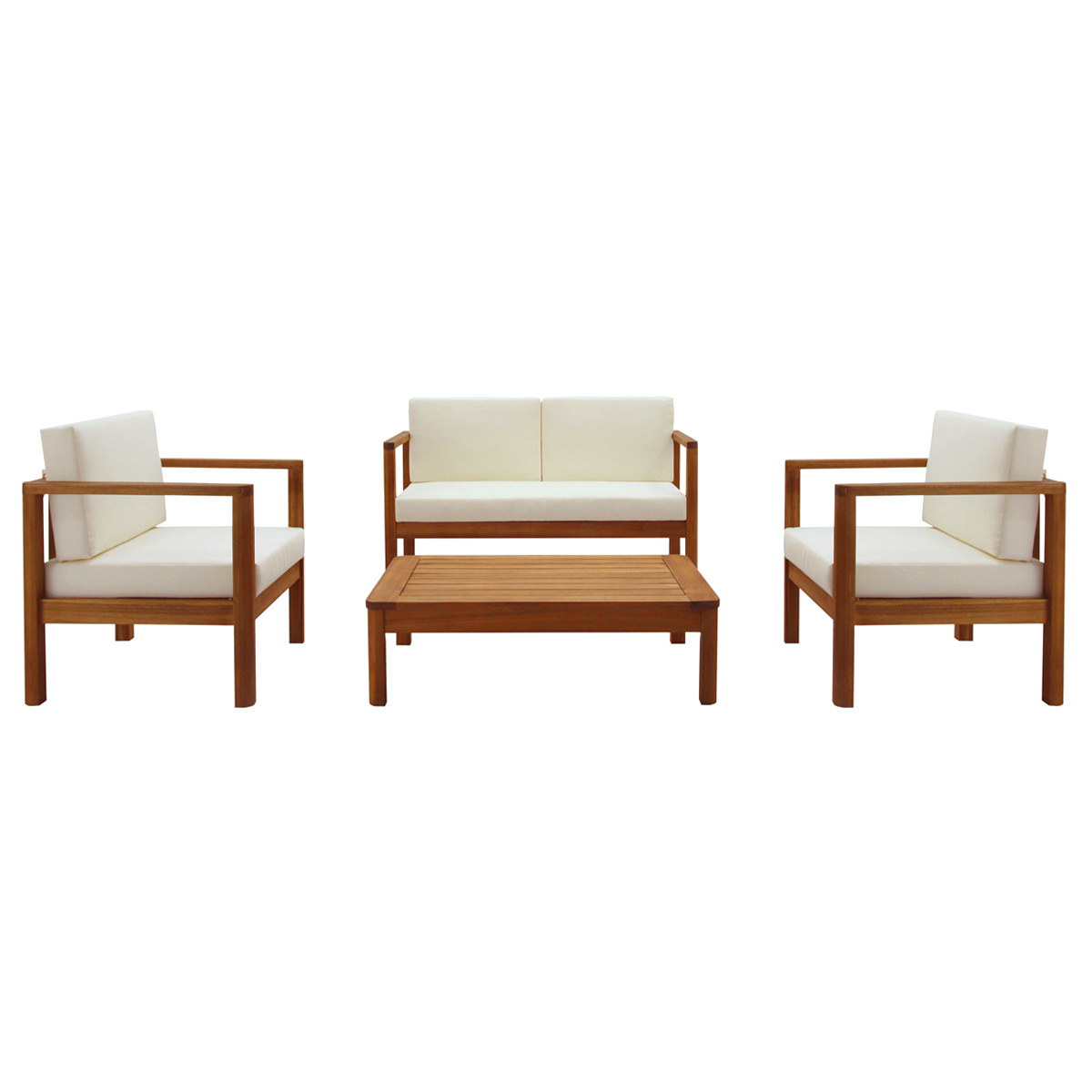 Salon de Jardin avec Canapé et Table et Fauteuil et 2 Ottomans