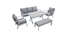 Salon de jardin 7 places avec table à manger en aluminium et tissu gris CALYPSO