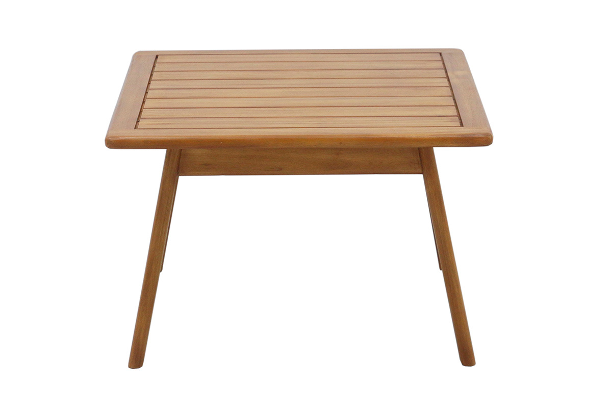 Table basse carr�e en bois massif, vue profile.