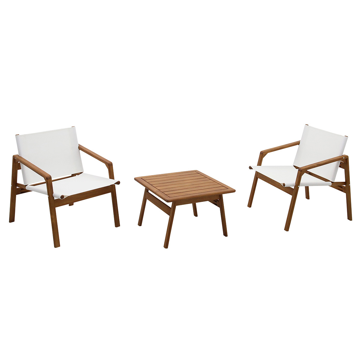Salon de jardin blanc et bois massif PADANG