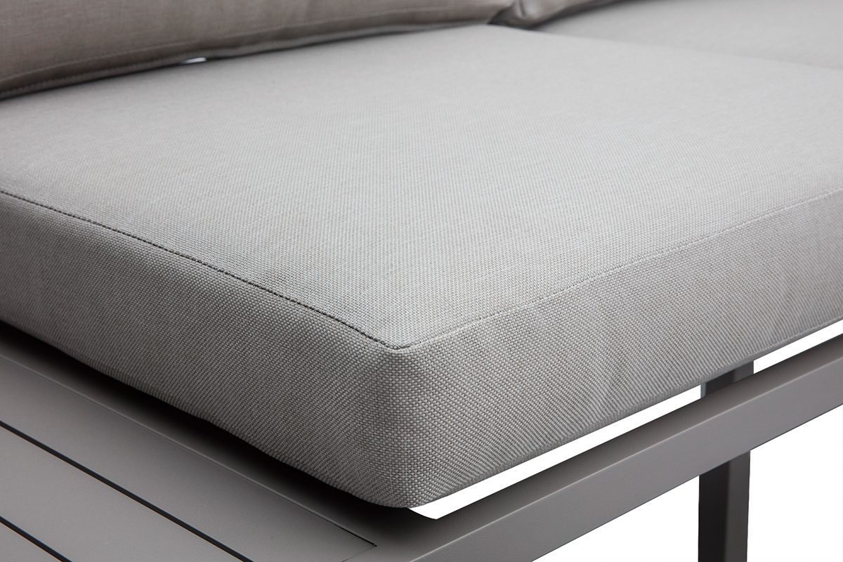 Salon de jardin d'angle en aluminium et tissu taupe SAIGON