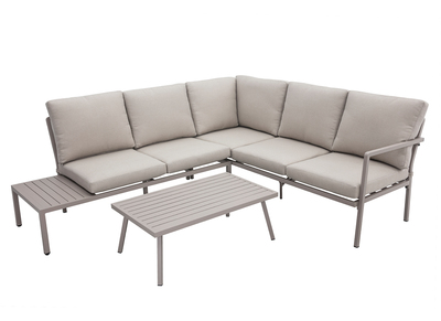 Salon de jardin d'angle en aluminium et tissu taupe SAIGON