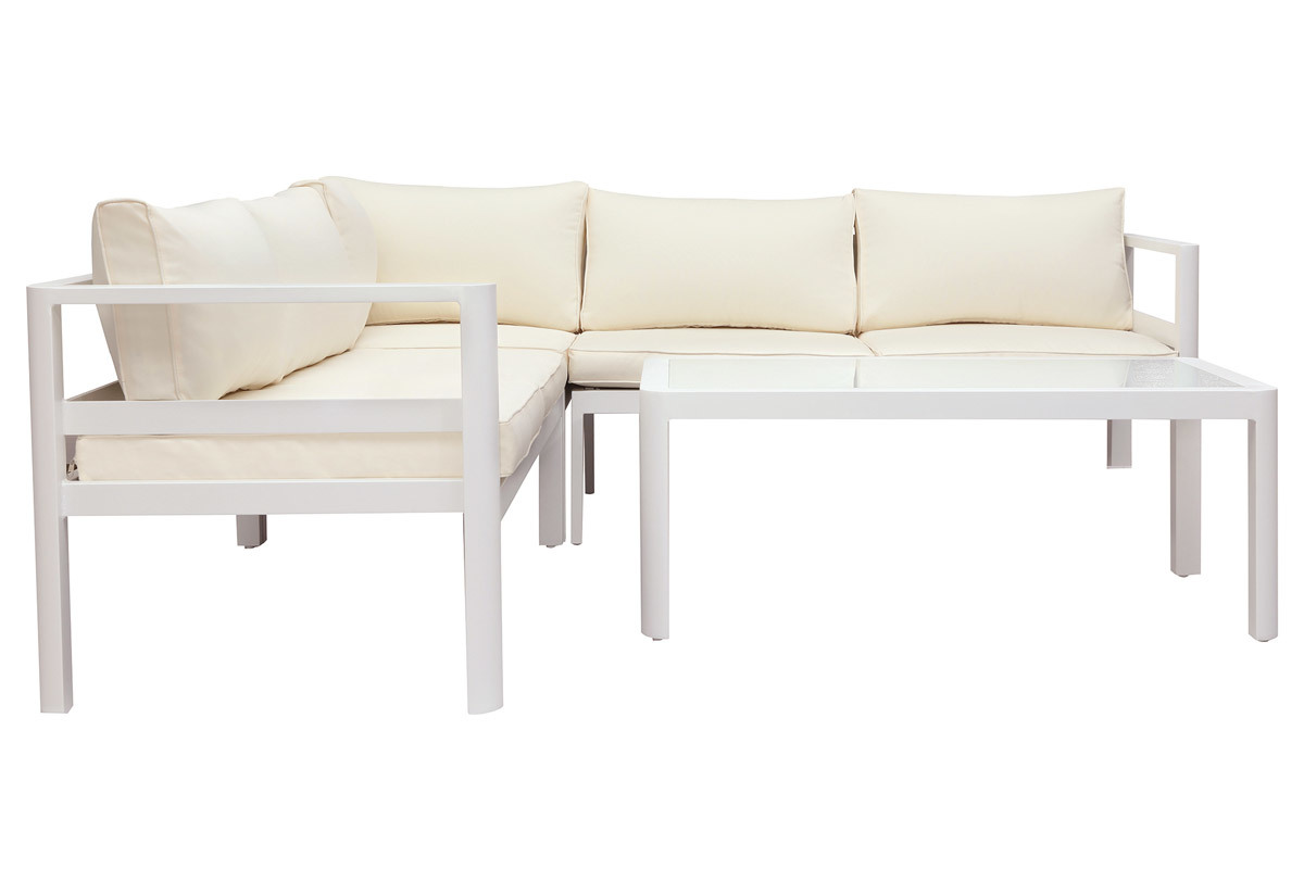 Salon de jardin design blanc avec table basse TONIGHT