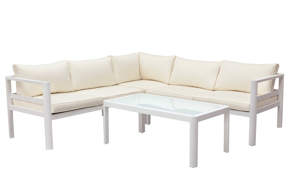 Salon de jardin design blanc avec table basse TONIGHT